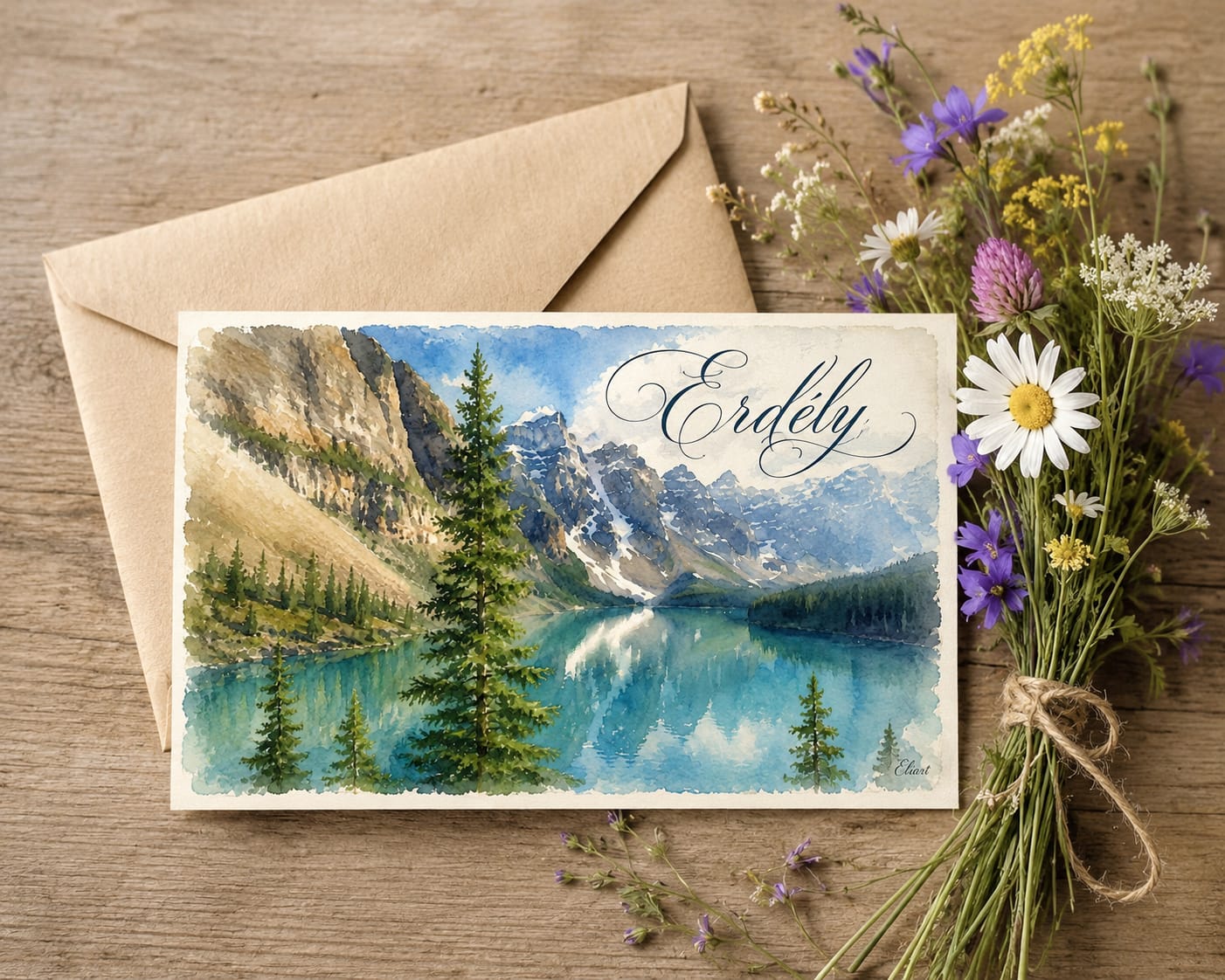 Erdély mountain lake postcard