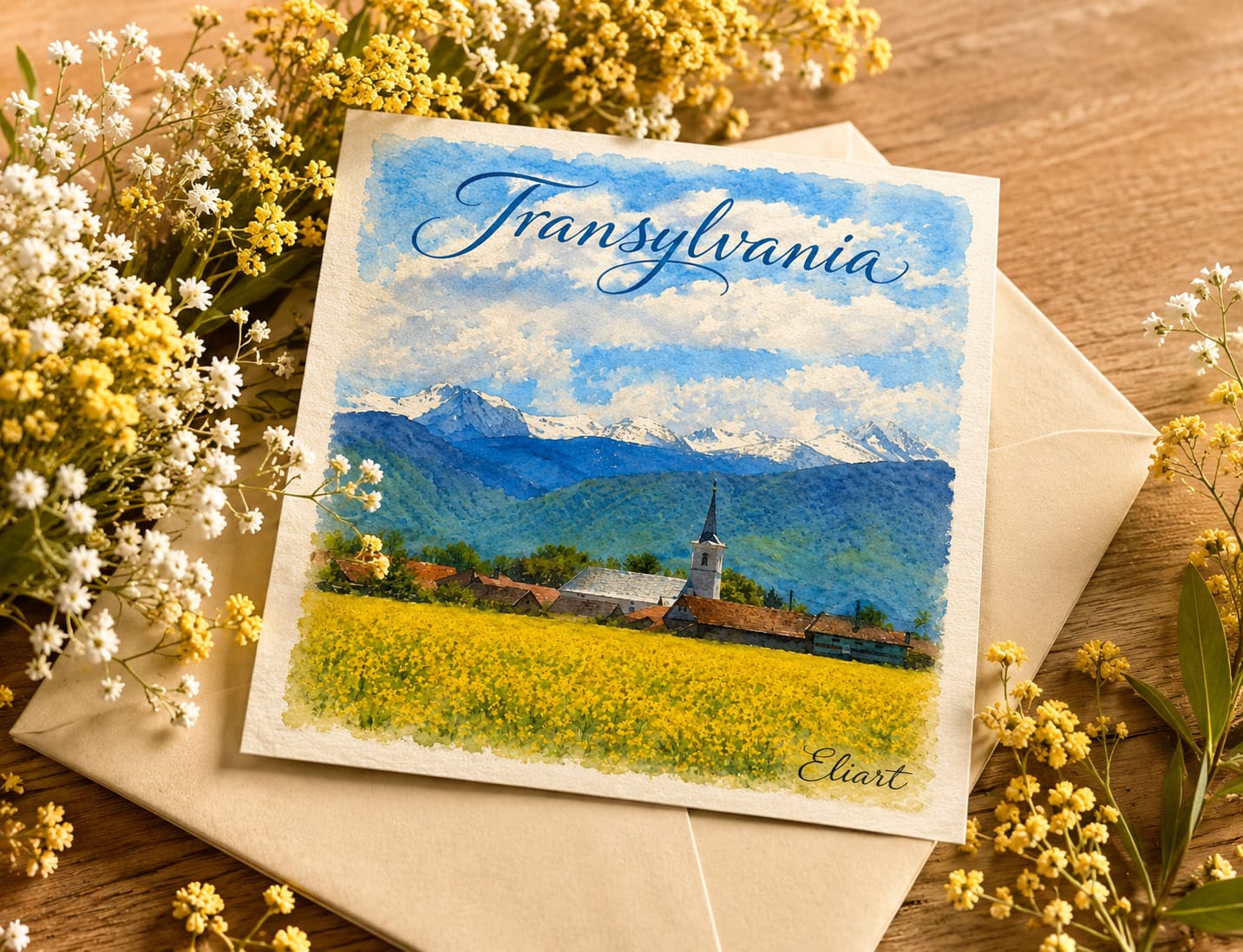Transylvania village postcard